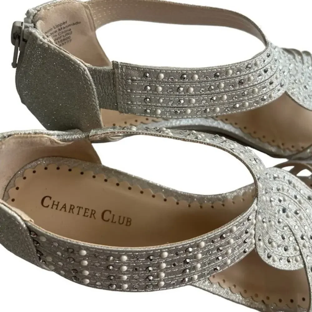 Charter Club Ginifur embellished wedge sandals women's 7.5